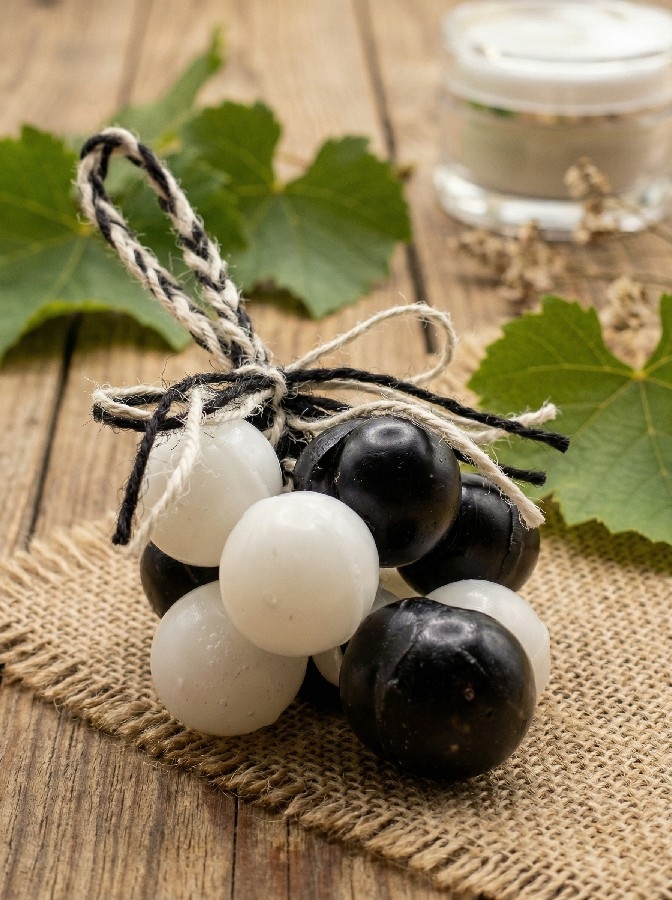 Siyah Beyaz Renkli Dekoratif Üzüm Figürlü Kokulu Sabun