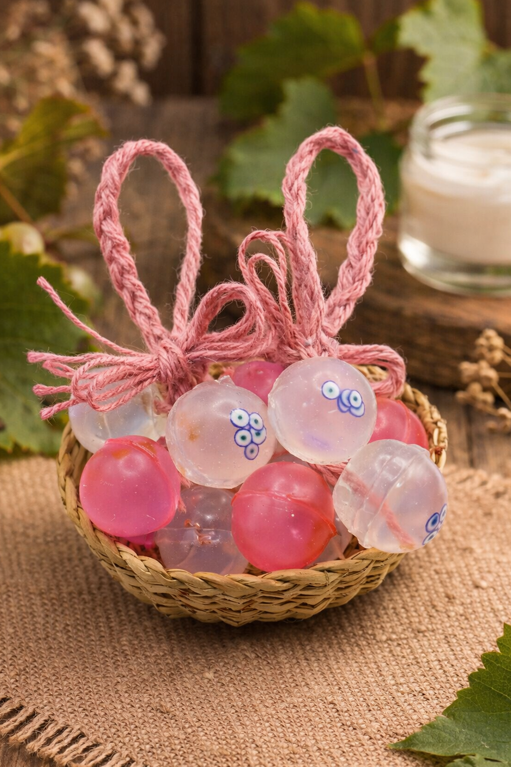 Pembe Üzüm Figürlü El Yapımı Kokulu Sabun Seti