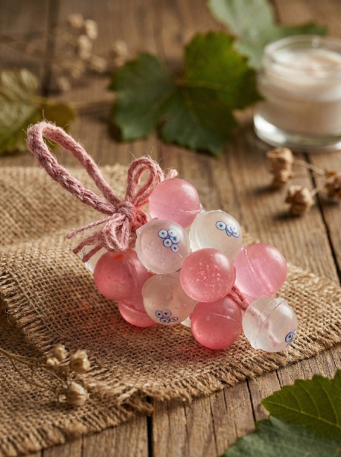 Pembe Üzüm Figürlü El Yapımı Dekoratif Kokulu Sabun