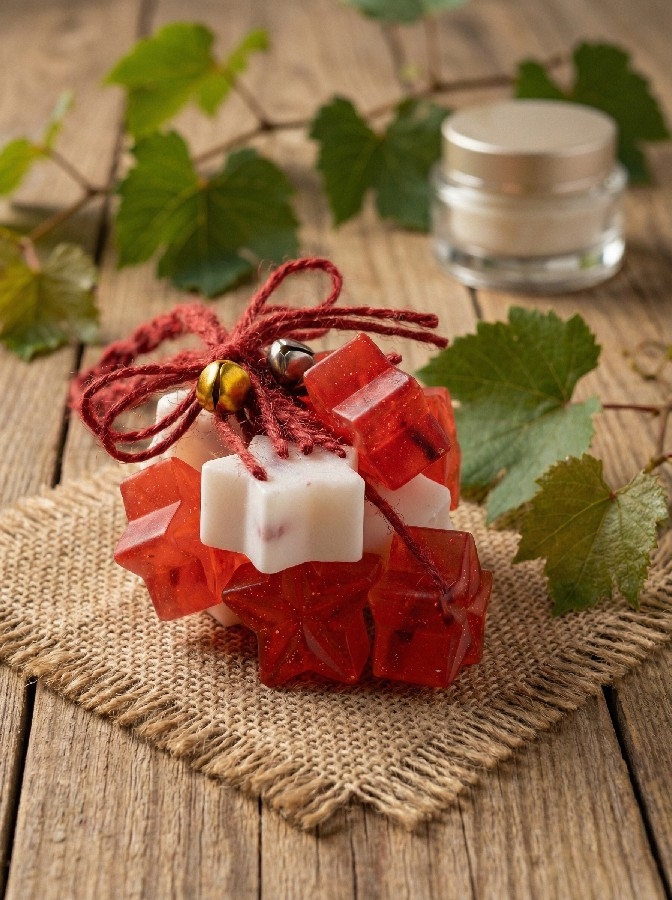 Kırmızı Beyaz Yıldız Figürlü El Yapımı Dekoratif Kokulu Sabun Seti