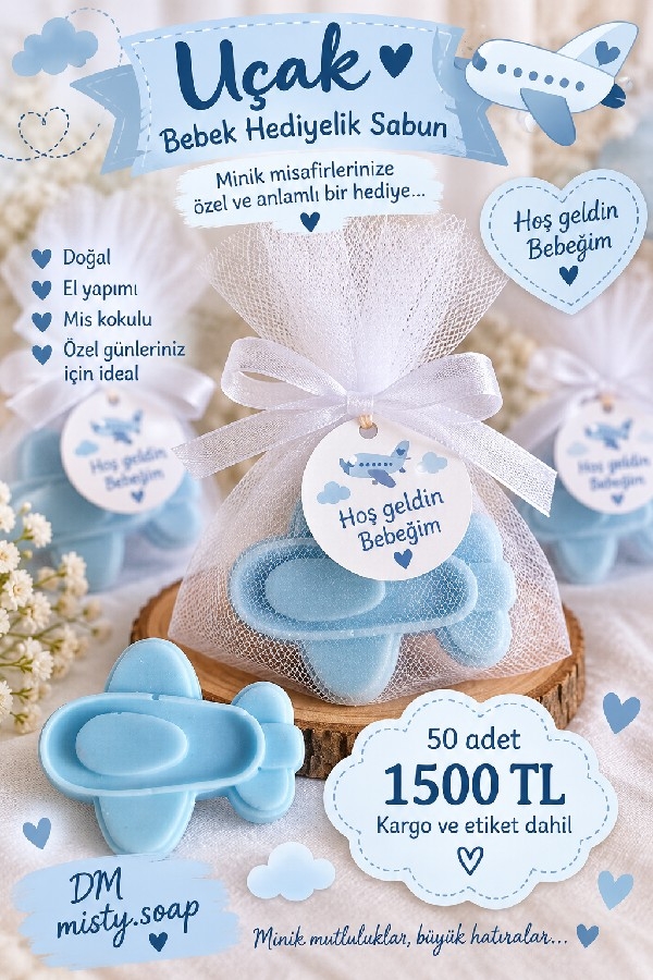 hediyelik sabun mavi ucak
